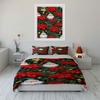 Festive Blooms & Cheerful Santa Bedding Sets Duvet Covers Pillowcases(1* Duvet Cover 2* Pillowcases Without Duvet Insert)
