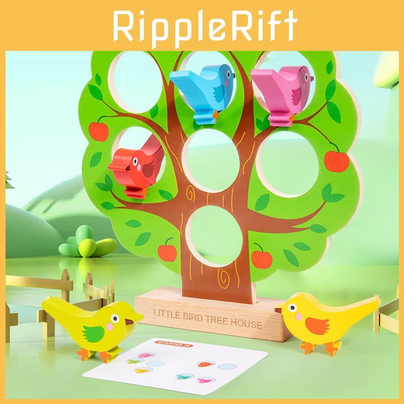Kids Birdhouse Wooden Theme Logic Puzzle Toy With Space And Color Recognition
