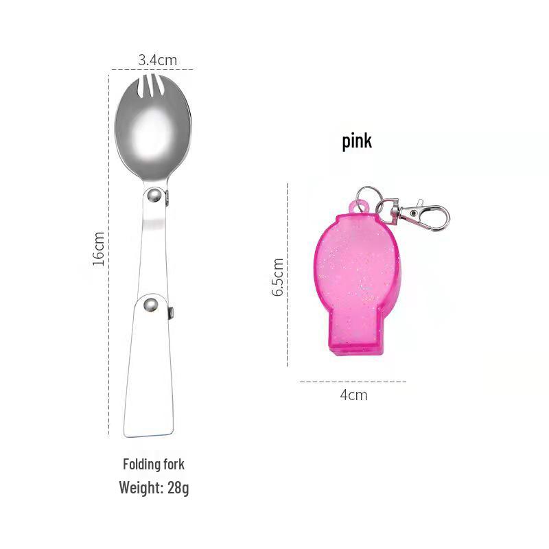 304 Stainless Steel 3-Fold Portable Spoon-Fork for Outdoor Use