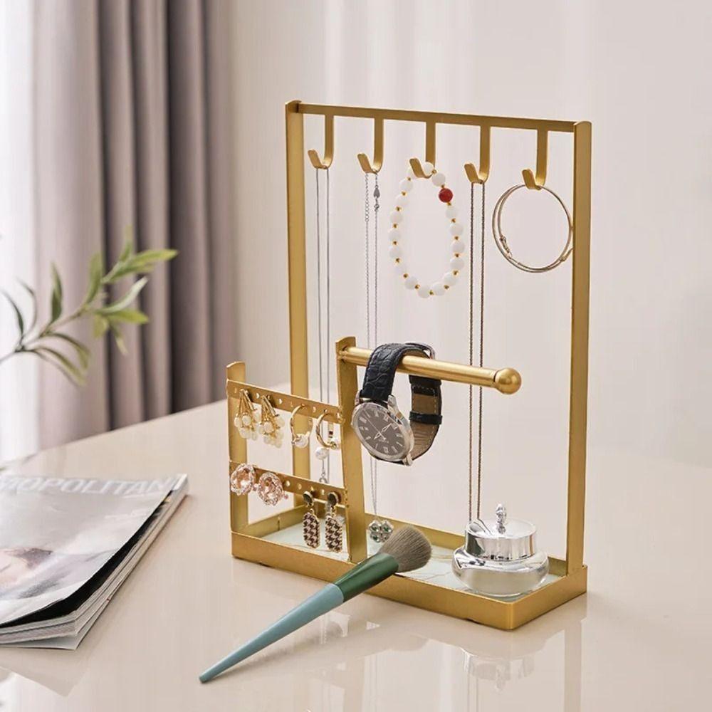 Multifunctional Jewelry Display Rack Metal Necklace Storage Rack Earrings Display Stand  Ring