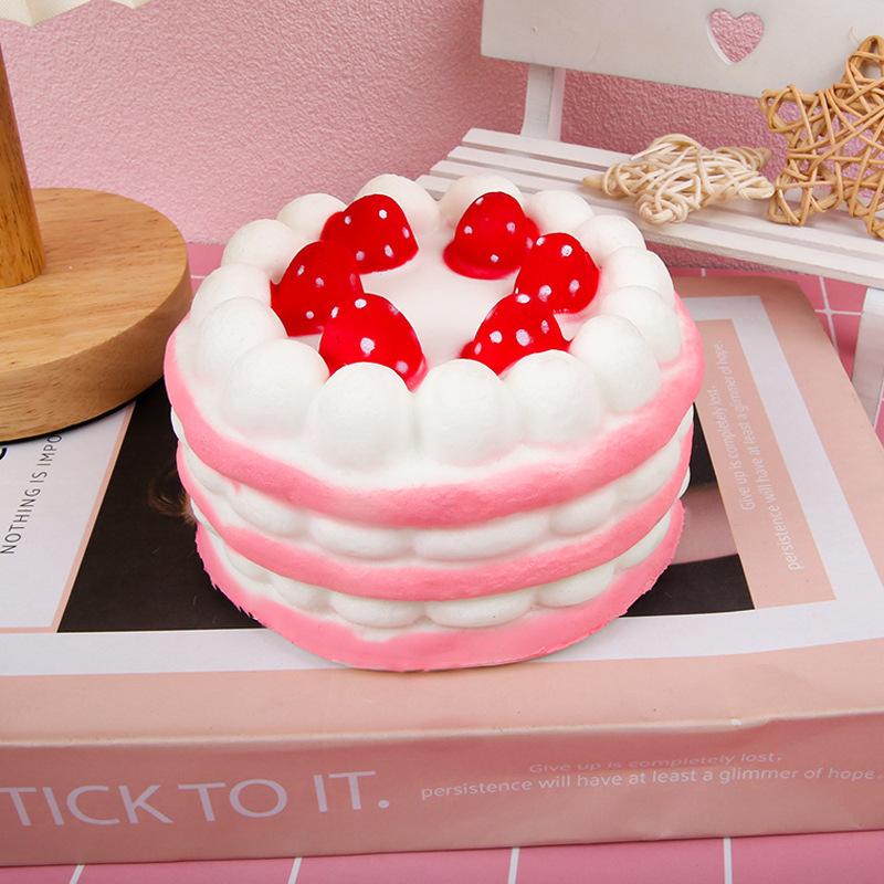 Bolo de Aniversário Morango Simulado Aperte Macio Pu Subida Lenta Divertido Aperte Brinquedo de Cura Aperte Aliviar Estresse Brinquedos de Alívio Para Crianças