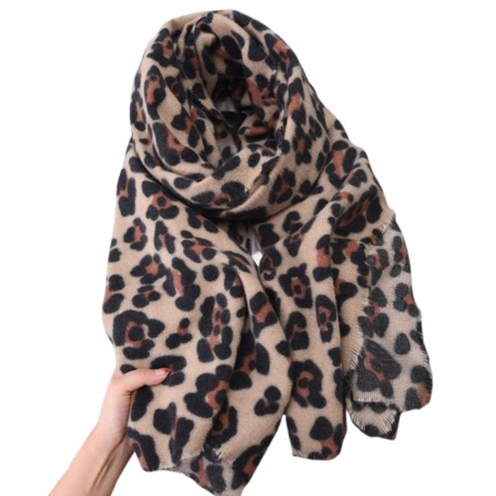 Tassel Leopard Print Scarf Plush Long Cashmere Shawl Classic Luxury Pashmina Scar  Women/Men
