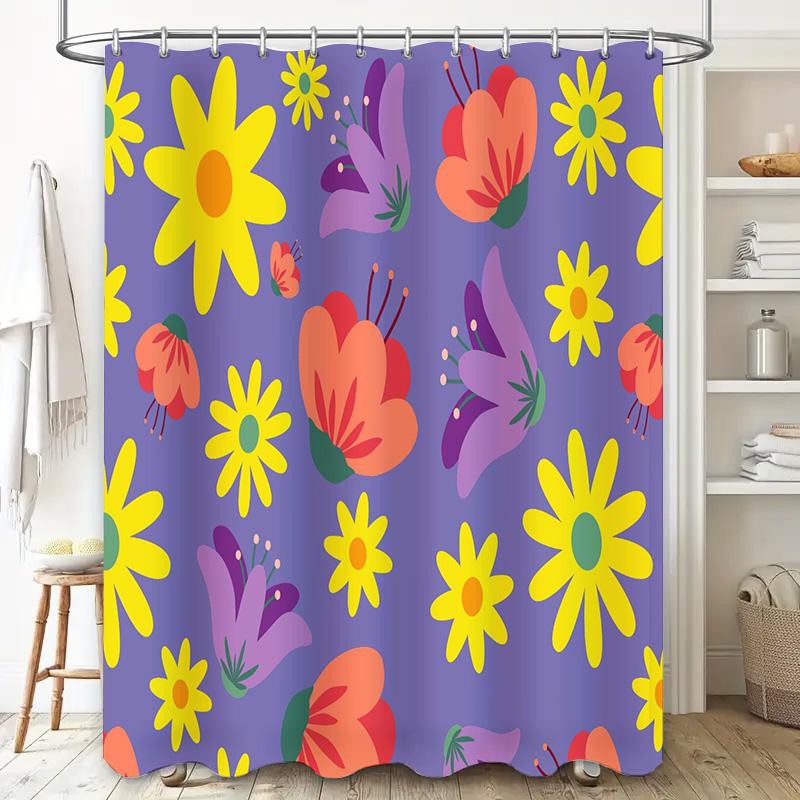 Colorful Butterfly Flower Shower Curtain Decorative Home Bathroom Accessories Set Waterproof Fabric Decoration (within 128 chara