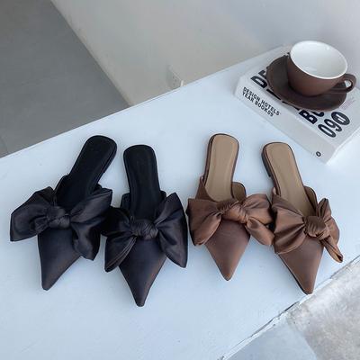 Mode Femmes Décontracté Ballerines Talons Pantoufles Chaussures Femme Extérieur Diapositives Été Femmes Nœud Pantoufles Chaussures Mules Chaussures Simples Dropshipping