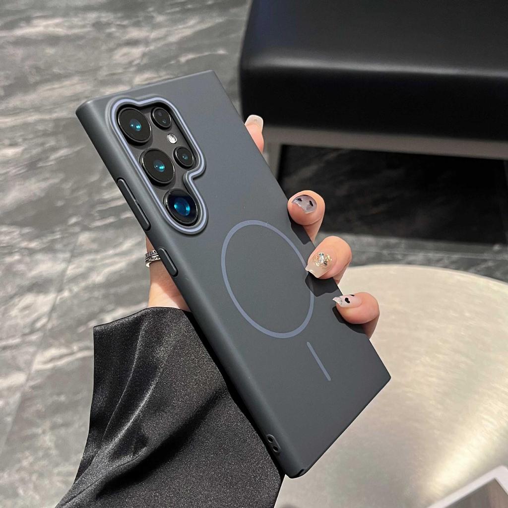 Ultra-Thin Frosted Samsung S25/S24/S23 Magnetic Ring Case - Premium Solid Color Protective Shell