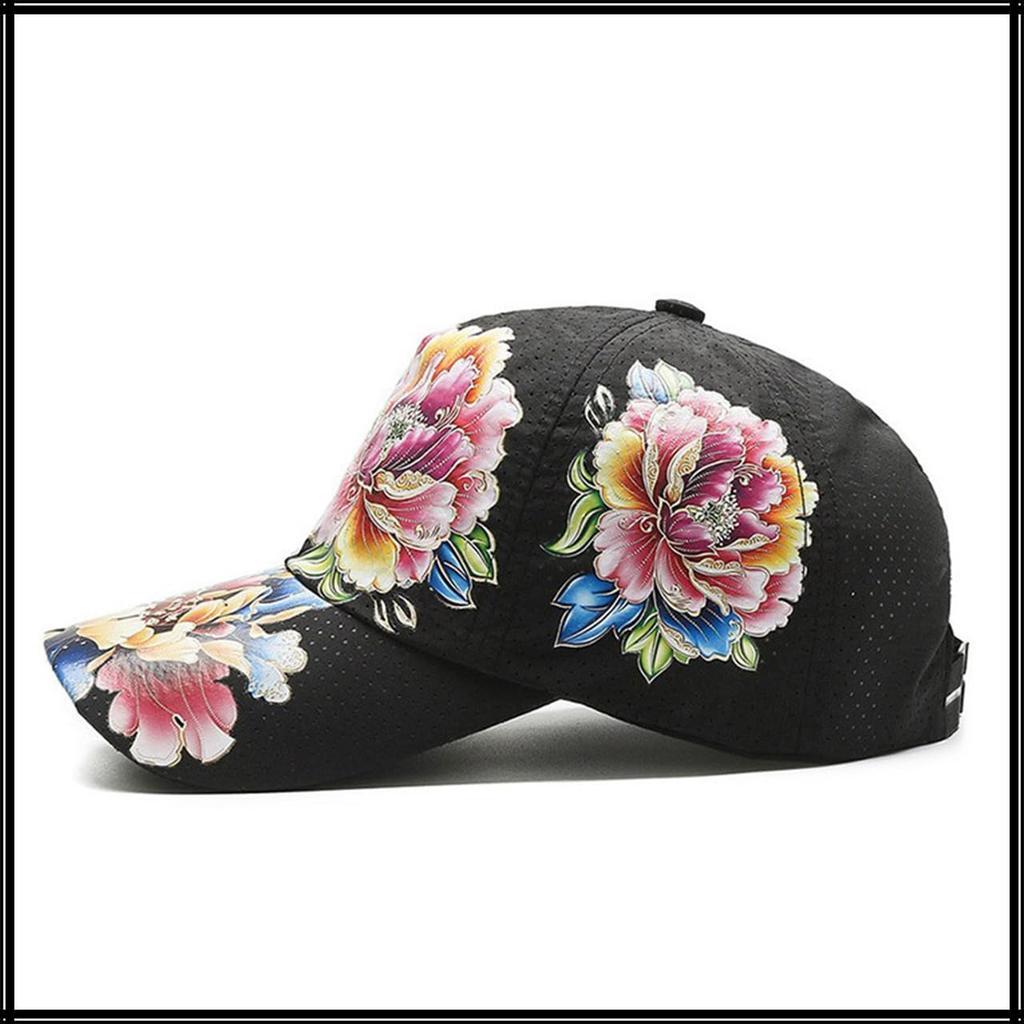 Floral Mesh Cap Hat for Outdoor Fishing Golf Men Women CA787 [White Fang] (White)