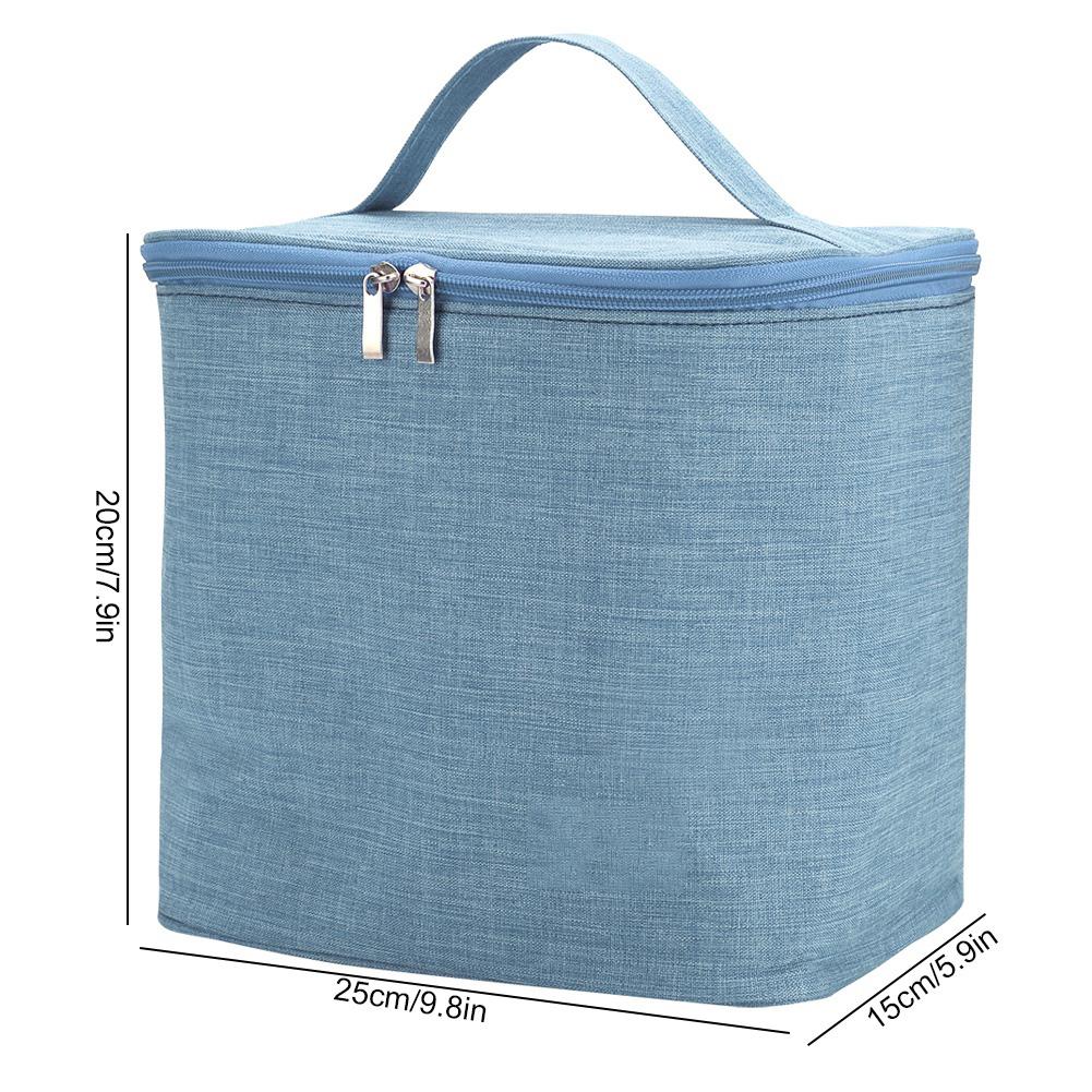 Portable Waterproof Zipper Thermal Lunchbox Food Container Storage Bag for Picnic Office OutdoorBlue