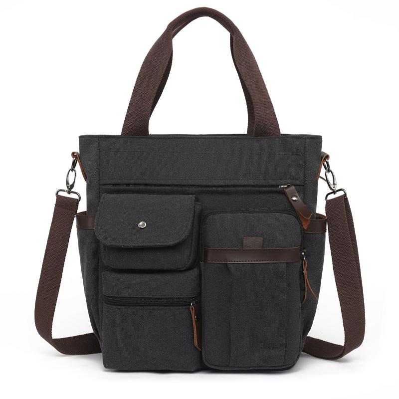 

Сумка-мессенджер из холста в винтажном стиле унисекс – прочная сумка-слинг через плечо для мужчин и женщин, портфель через плечо для работы/путешествий/учебы чёрный