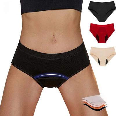 Intimo fisiologico traspirante a quattro strati multicolore a vita media taglia forte per donna mutandine