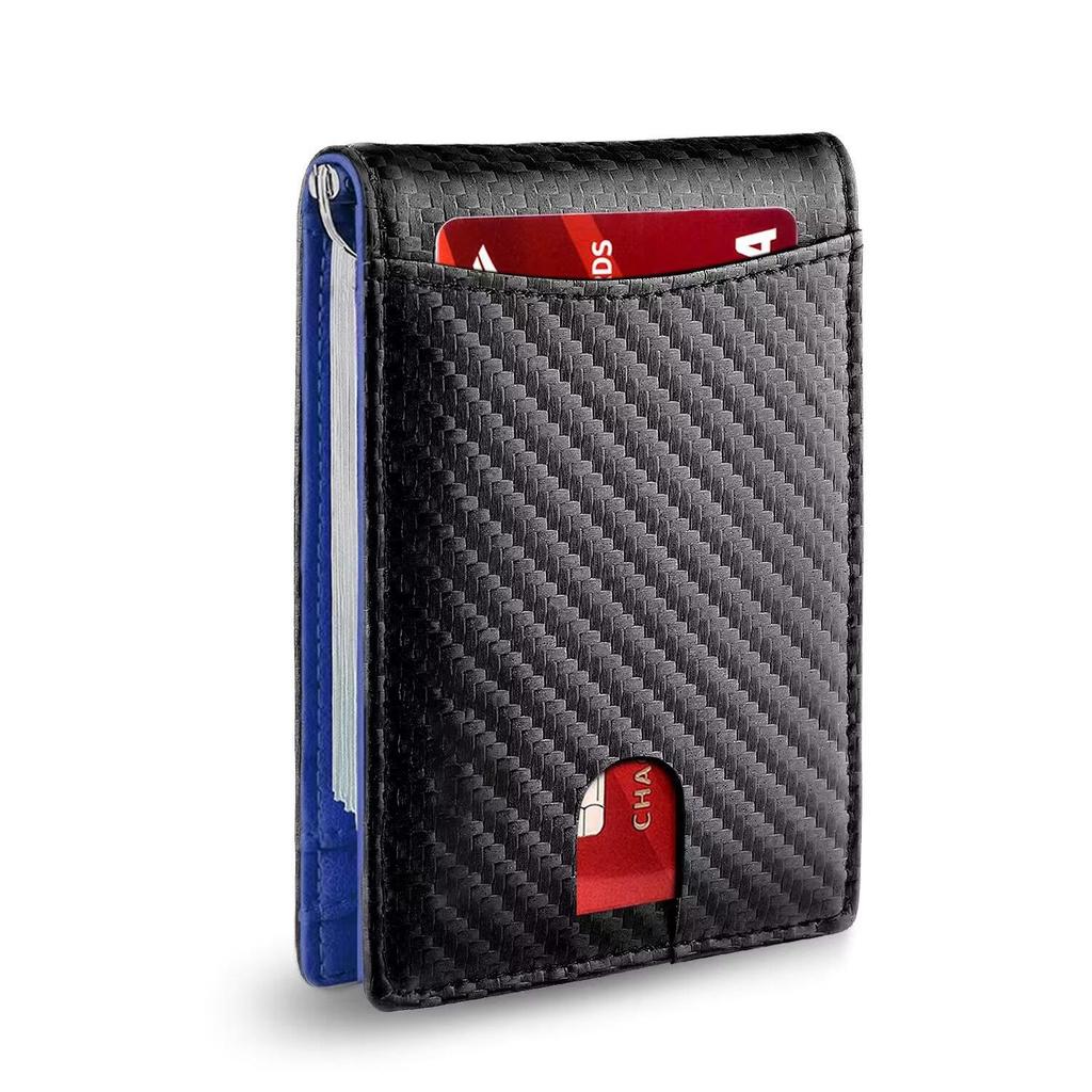 Carbon Fiber RFID Card Holder: Multi-Card Slots, Money Clip, Coin Purse, and Microfiber Leather Credit Card Sleeve for Men.