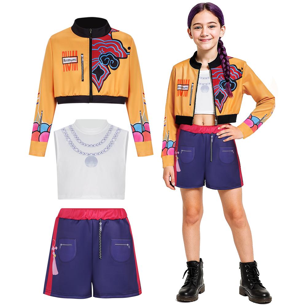Barn Kpop Demonjegere Rumi Zoey Mira Cosplay Huntrix Kostyme for Jenter Klær Gruppe Idol Rollespill Halloween Karnevalsdrakt