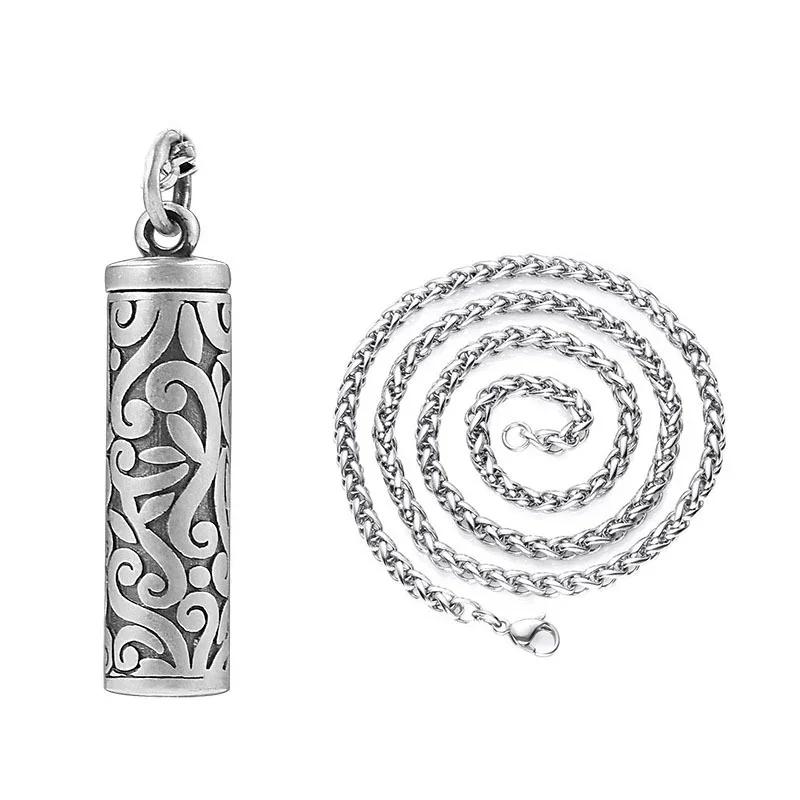 

Подвеска с полостью, открывающаяся, цилиндрическое ожерелье с узором для мужчин и женщин, винтажные этнические украшения 45cm