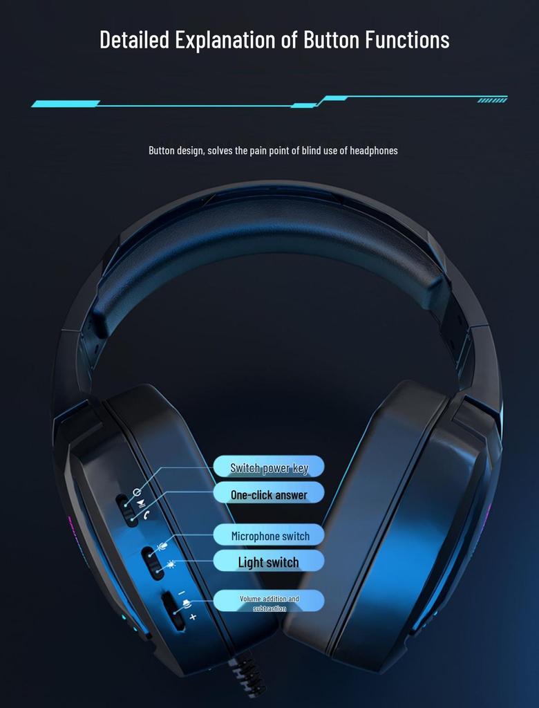 USB Gaming Headset with Noise Cancelling and Cool Lighting Effects for PC/Laptop