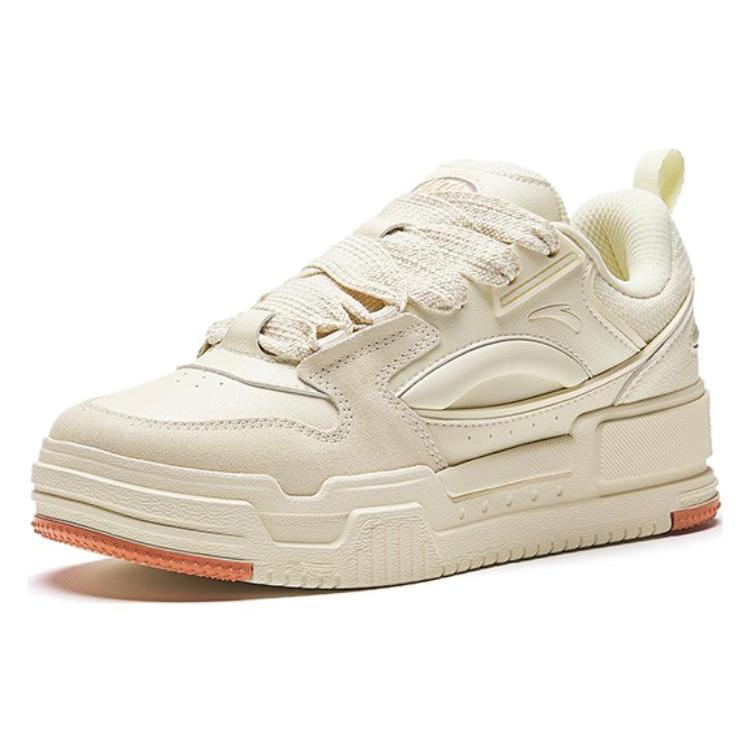 Anta Slightly Sweet Puffy Shoes Abrasion Resistant Low top Skateboard Shoes Women's Beige 922348001-1