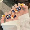 Blue Yellow Fake Nails with Rabbit Print Sweet & Charming Reusable False Nails for Stage Performance Wear