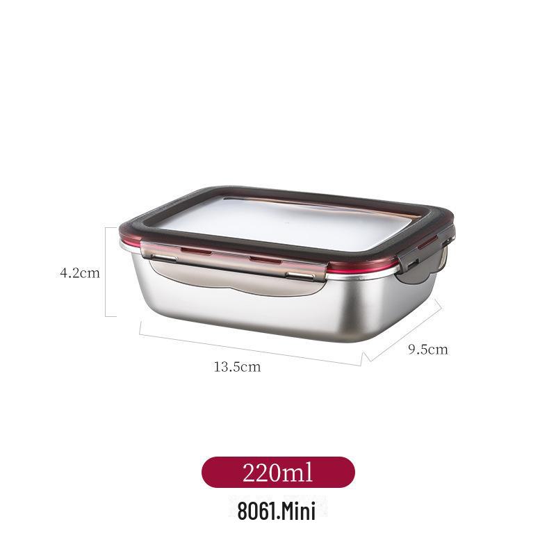 304 Stainless Steel Rectangular Fresh-Keeping Lunch Box with Lid for Kitchen Storage