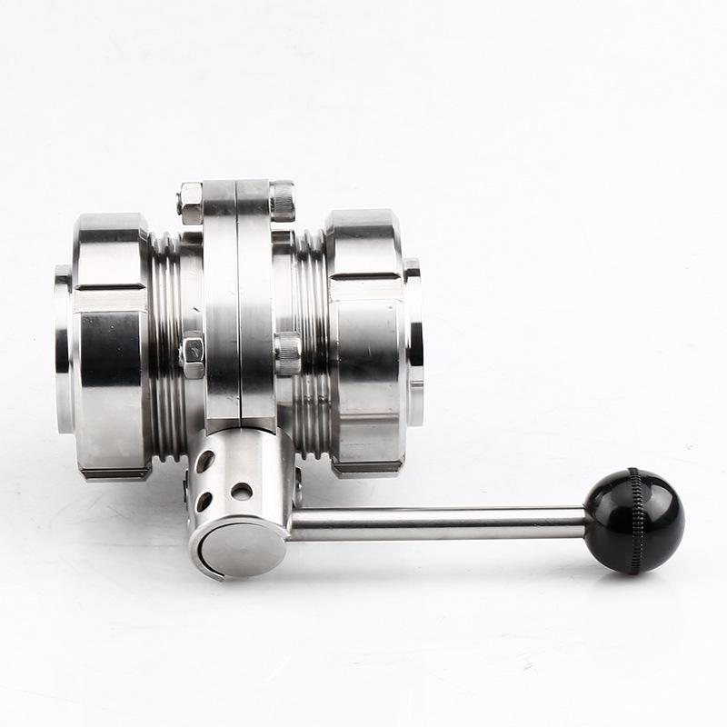 Valvola a Farfalla T-Type Filettata in Acciaio Inox 304, Manuale, Grado Sanitario, Filetto Esterno, Set Completo