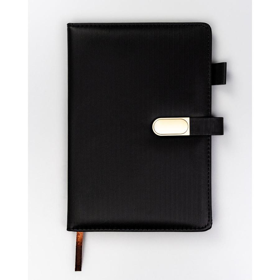 Gift Set: Black, Elegant A5 Lined Notebook and Pen with Black Ink - Peterson