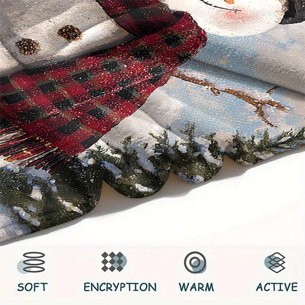 snowman Print Flannel Blanket, High quality Comfortable for All Seasons, Home Decor, Warmth and Comfort, Perfect for Christmas Gifts