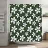 Luxurious Bathroom Floral Print Shower Curtains for Home Decor White Flowers Green Background Waterproof Fabric 180x240cm (Green