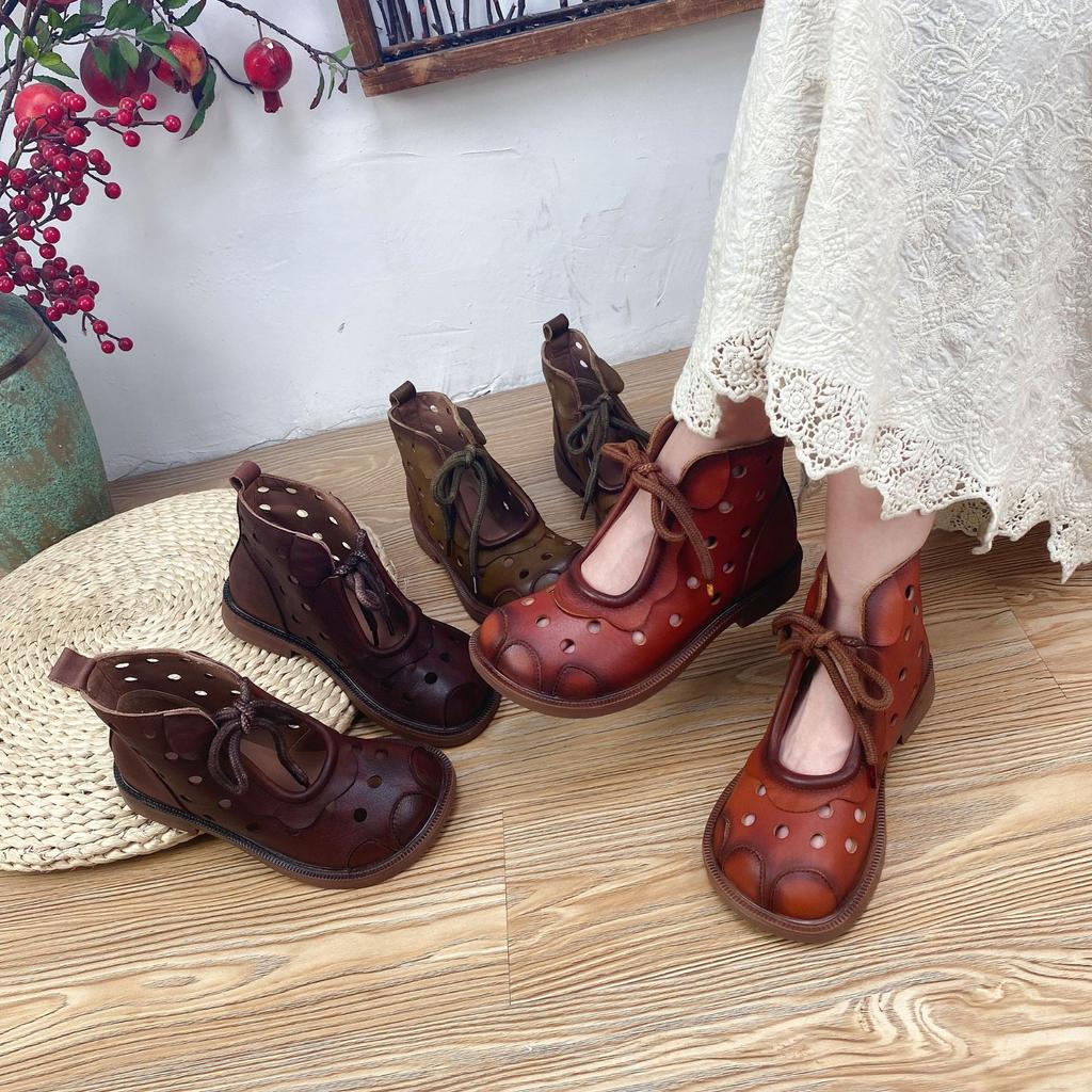 Sandalias de tacón medio cowhide de estilo nacional cómodas para mujer  comprar a buen precio — entrega gratuita, reseñas reales con fotos — Joom