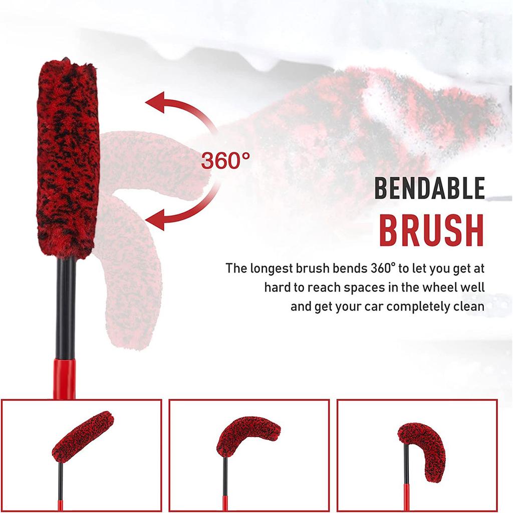 3Pcs Wheel Cleaning Brush Car Wheel Detailing Brush Cleaning Tools for Car Rim Tire Washing Micro Fiber Wheel Wand Auto Care
