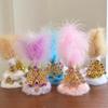 Ethnic Style Beaded Embroidered Sheep Plush Bag Charm Soft Fluffy Key Pendant for Women Purse Backpack Xmas Gift