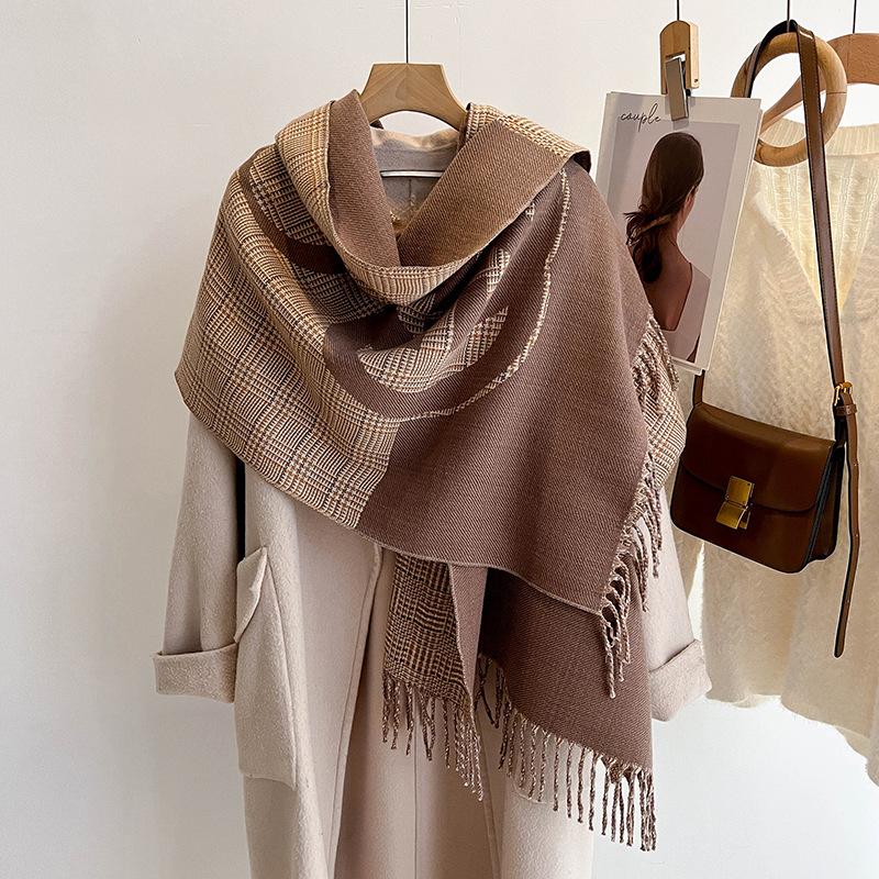 

New double-sided plaid G letter scarf men s and women s high-end scarf fashionable versatile shawl 190CM