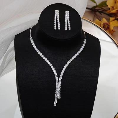 C220 Braut Strass Zirkon Schmuckset: Ohrringe & Halskette für Hochzeitskleider