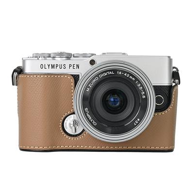 Aluminium Metall Echtes Leder Kamera Halbkörper Tasche Für Olympus PEN E-P7 EP7 Batterieöffnung Untere Abdeckung