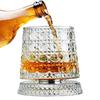 Whiskey Glasses Rotating Whisky Glass with Glass Base 360 Rotate Degrees Crystal Rum Glass for Cocktail Party Drinking