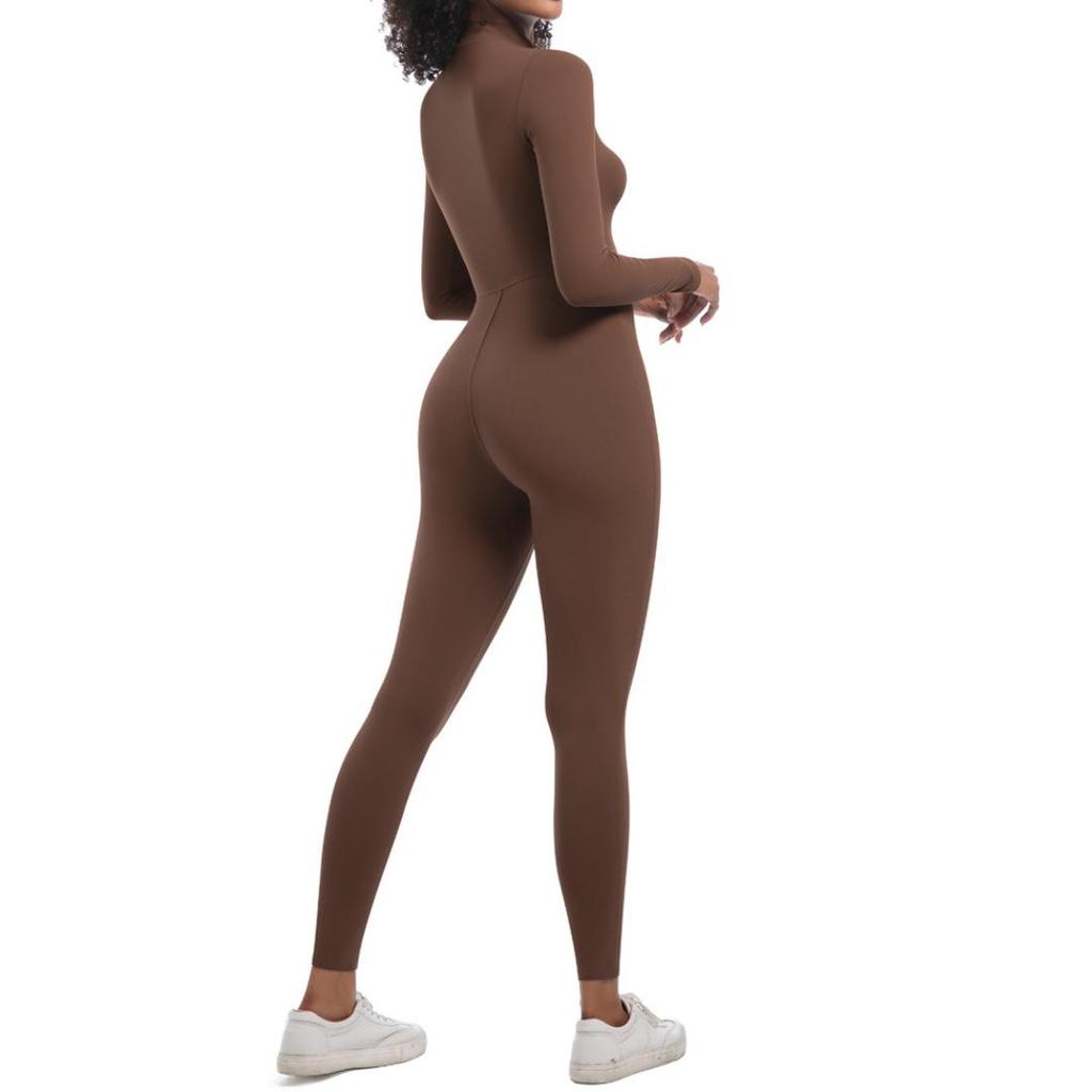 High-Intensity Zipper Long Sleeve Yoga and Running Bodysuit