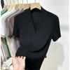 Threaded Fashion V-neck Short-sleeved T-shirt Women's Summer New Slim-fit Half-sleeved T-shirt Top