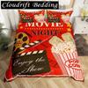Movie Theater Duvet Cover Set Cinema Ticket Bedding Set Filmstrip Comforter Cover Bedroom Decor Bedspread Cover Full Size