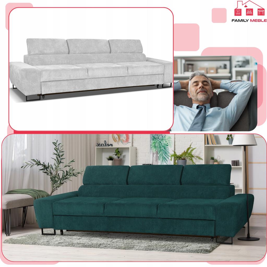 Sofa 3 Seater Sofa Bed with Sofa Bed. Savio Family Sleep Furniture J Gray Corduroy