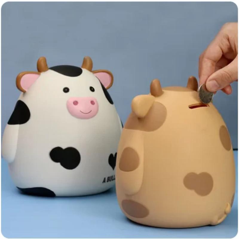 1PC Cute Cow Piggy Bank Money Plastic Coin For Attracting Money Jar Coins Money Box Large Savings Box Coins Child Brithday Gift