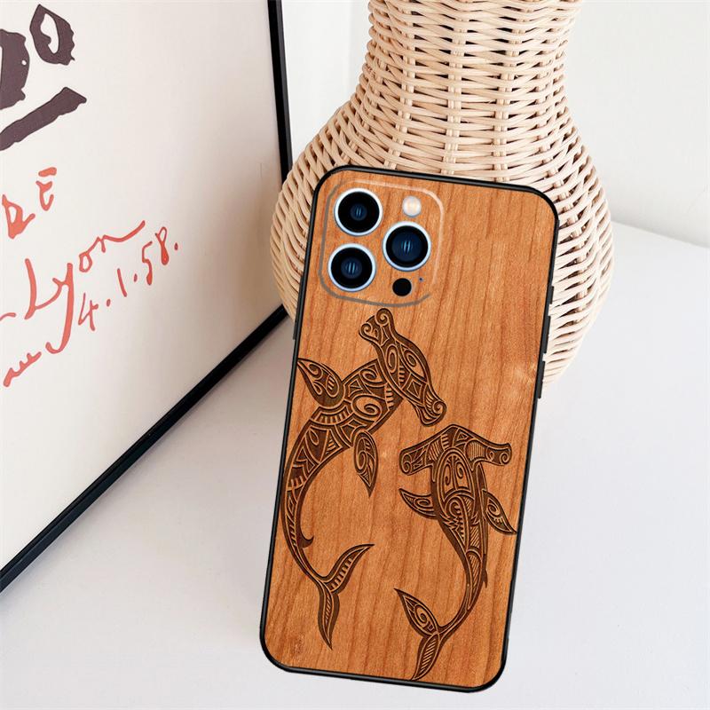 Wolf Bike Butterfly Wood Funda For iPhone 16 15 Pro 14 Pro Max Plus 11 13 12 Mini X XS XR Phone Case