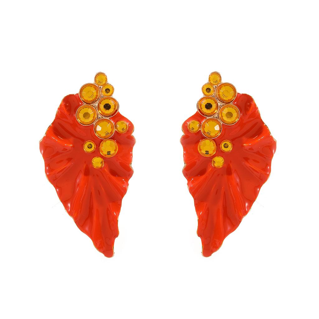 Exaggerated Style Enamel Flower-shaped Earrings for Women, Ear Ornaments