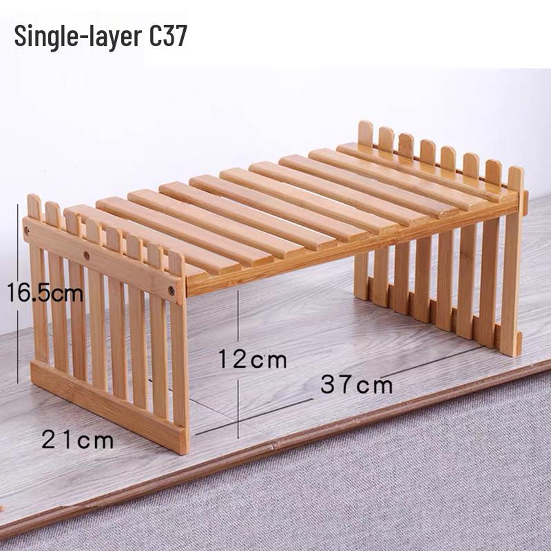 Mini Bamboo Desktop Flower Stand for Office or Window Sill - Wooden Potted Plant and Storage Rack.