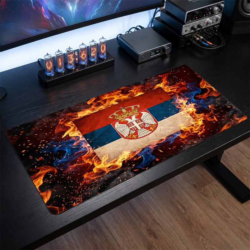 X2519==Serbia Crest Mouse Pad, Extended Non Slip Rubber Desk Mat for Gaming Office Laptop Fan Gift