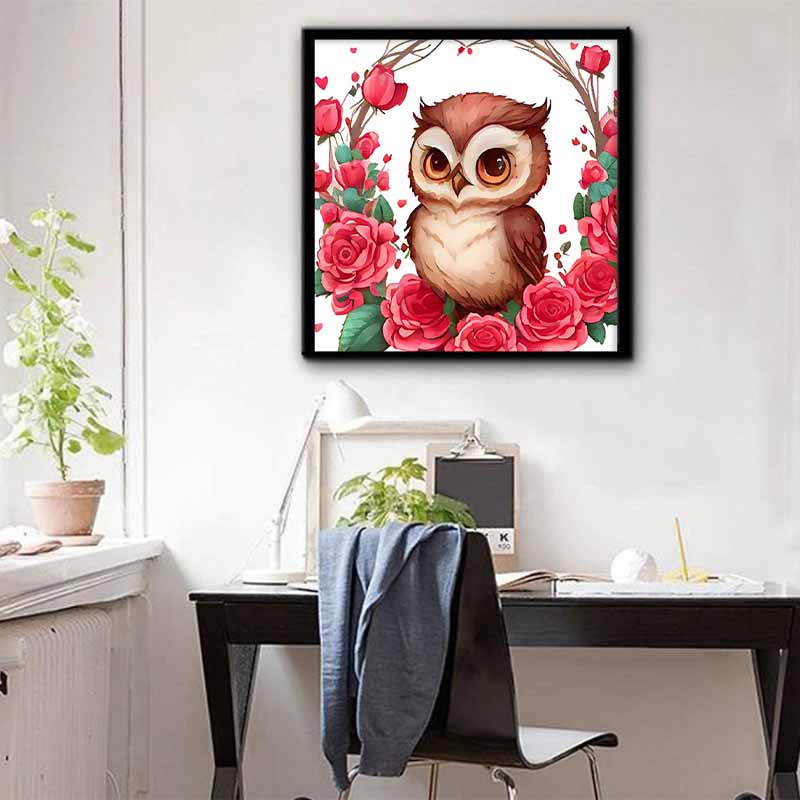 New Arrival 5D DIY Full Circle Diamond Painting "Painted Owl" Embroidery Cross Stitch Home Decor Gift