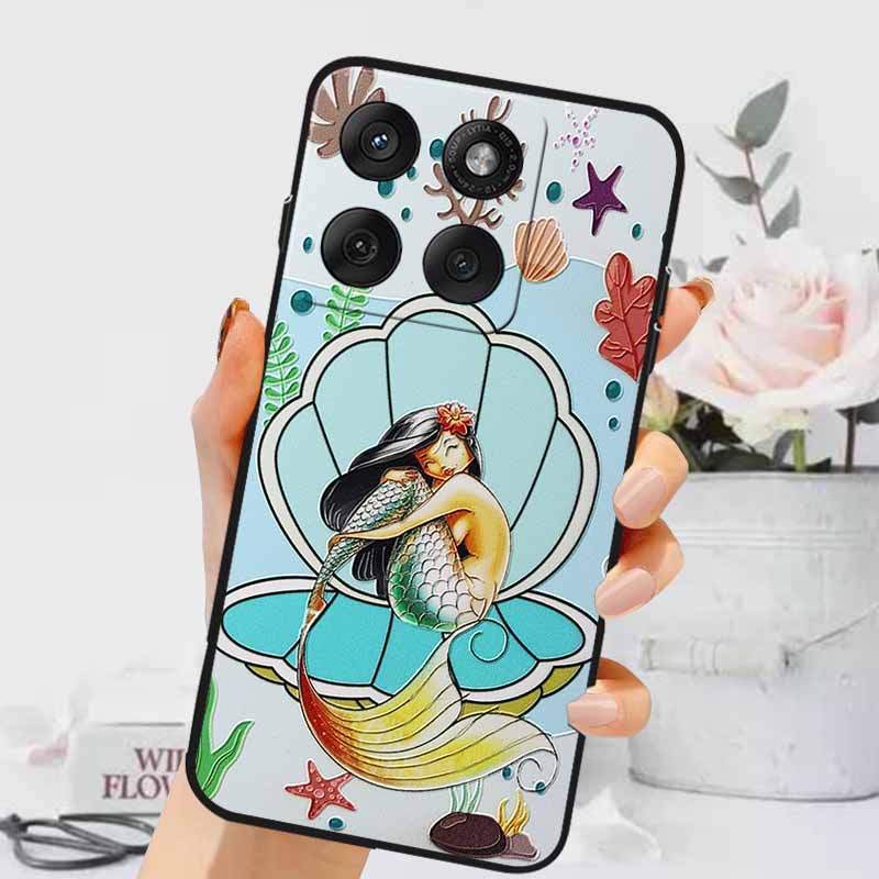 3D Emboss Cases For Edge 60 Fusion / Edge 60 Pro Relief Embossed Retro Silicone Back Cover For Edge 60 Stylus Black Funda 60 Pro