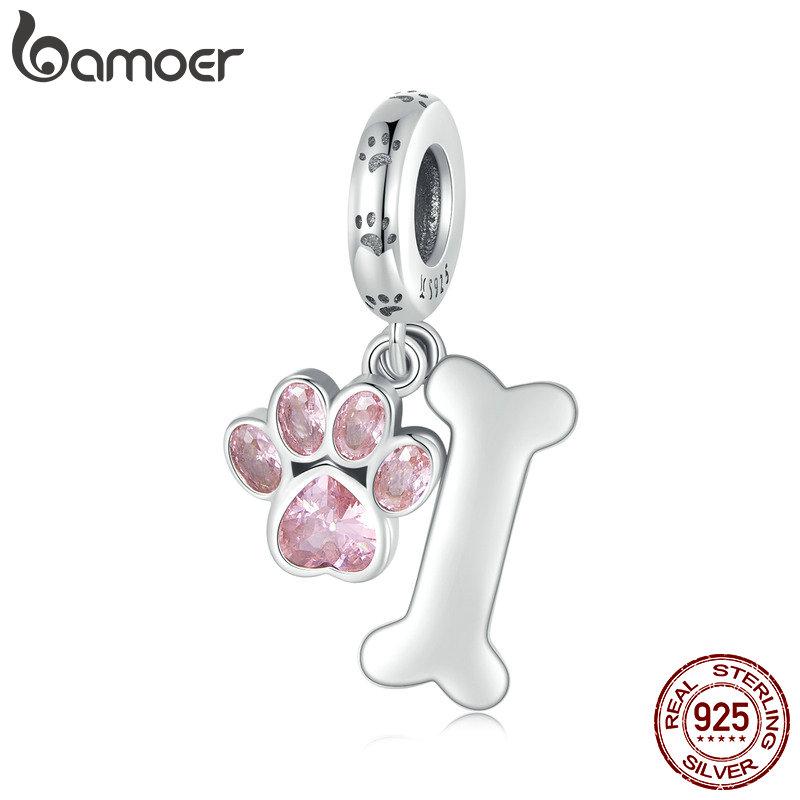 

BAMOER позолоченные бусины-подвески в виде собаки для браслета с подвесками, подлинное серебро 925 пробы, подвеска в виде бордер-колли, таксы, шнауцера 25*9mm серебряный