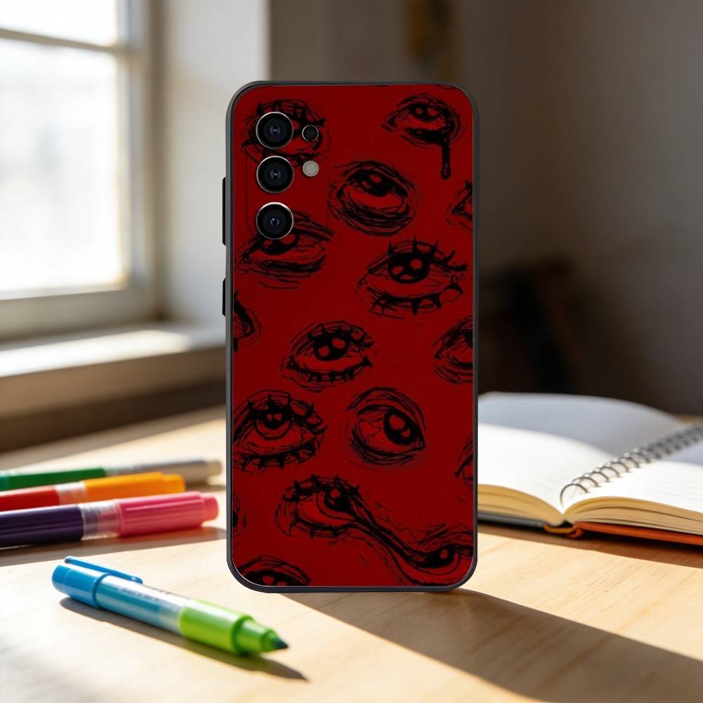 Terror Red Evil Eye Phone Case For Samsung S25,S24,S21,S22,S23,S30,Ultra,S20,Plus,Fe,Note,10,9,5G Black Cover
