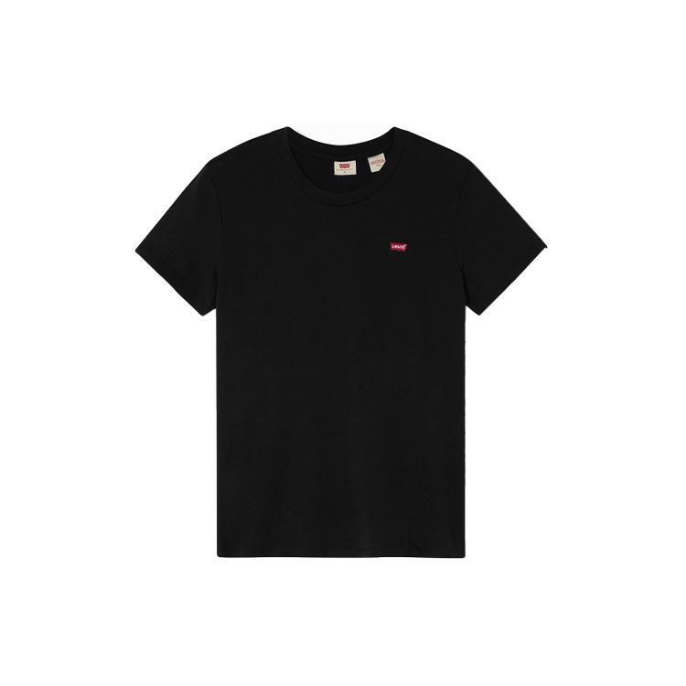 

Женская однотонная футболка с круглым вырезом и логотипом Levis, черные 39185-0008