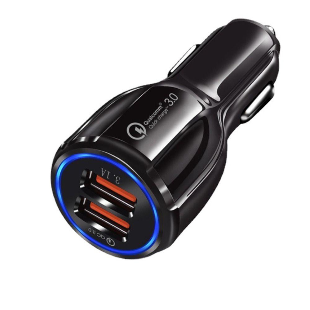 

5V 3.1A QC3.0 Car Charger Luminous Car Fast Charging Dual USB Bowling Fast Charging Car Charger чёрный