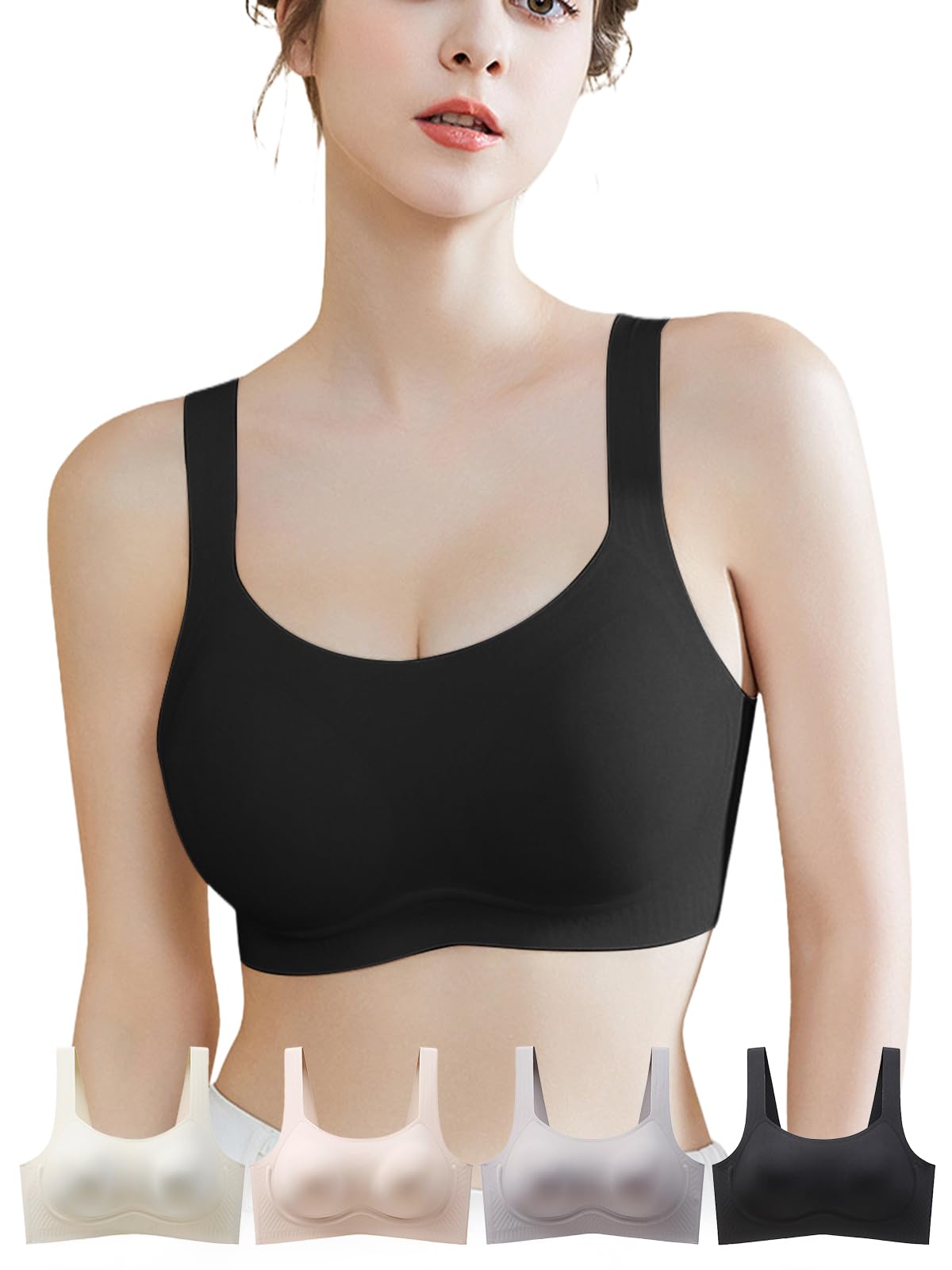 

Seamless bra that makes your breasts look night daytime bra soft high side beautiful Bra that makes your breasts look corrects sagging no beautiful чёрный