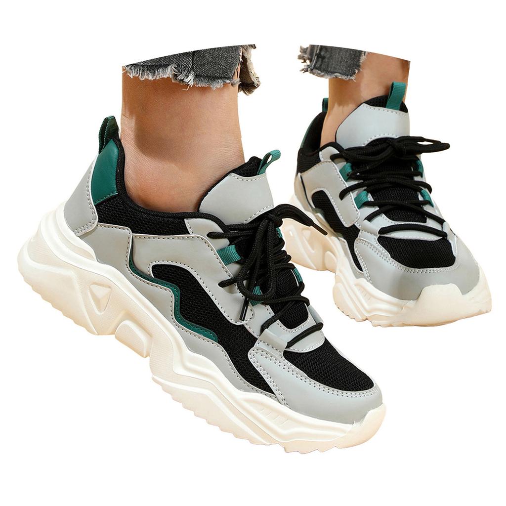 Women's Chunky Sneakers With Breathable And Comfortable Mesh Upper Lace Up Design Suitable For Outdoor Flip Flops Women Wedge