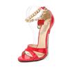 Night show women's outer wear lock metal chain pointed thin large size super high heel sandals