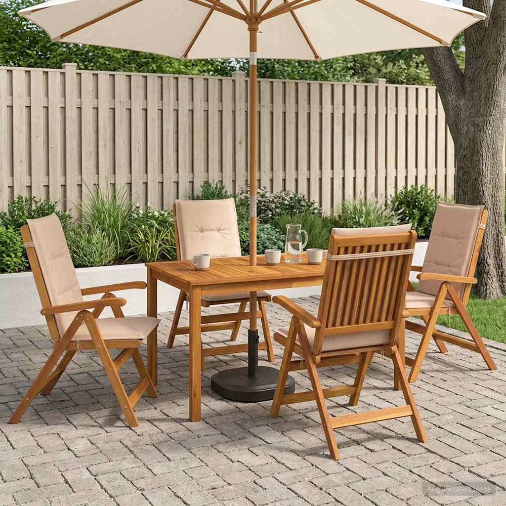 5 Piece Garden Dining Set 4 Seater Beige Solid Acacia Wood